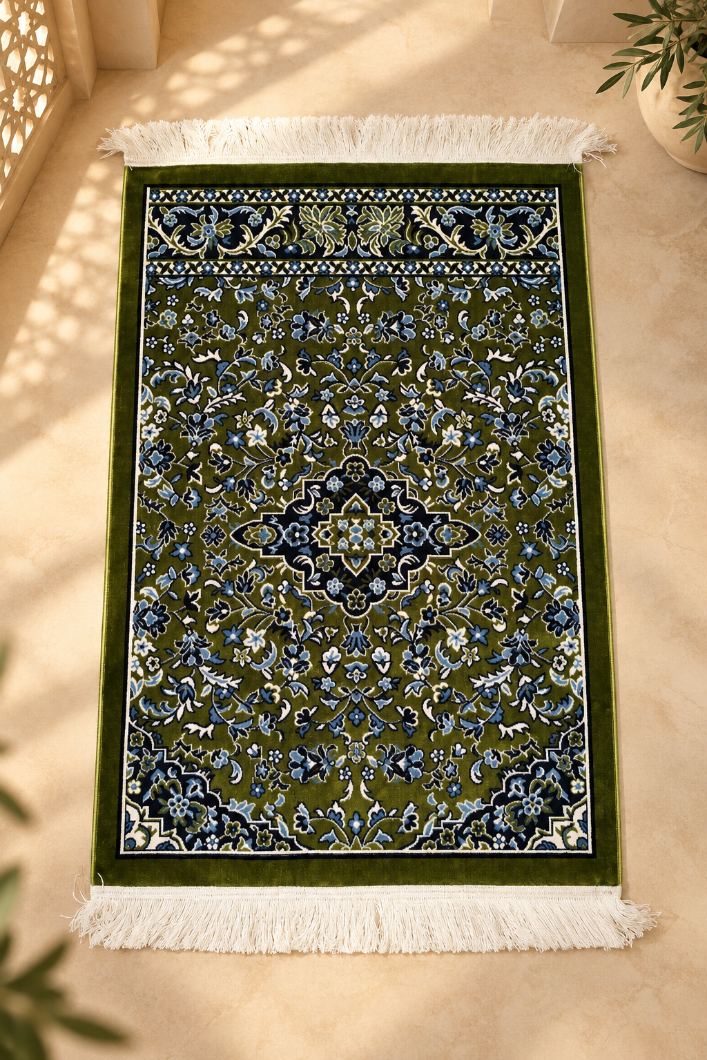 Tapis de prière Médine motif Rawda en polyester 72x113 cm